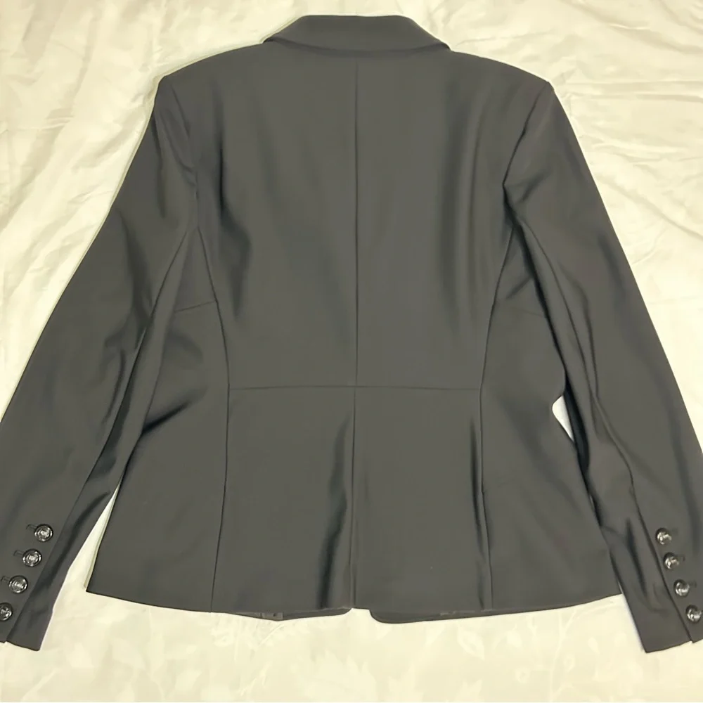 Karl Lagerfeld Corset Waist Blazer Womens 12 Black Hook and Eye Fitted Business - Picture 6 of 11
